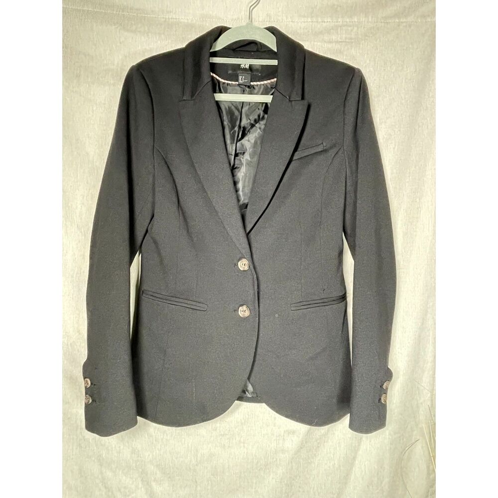 H&M Black Two-Button Tailored Blazer Jacket Size 8